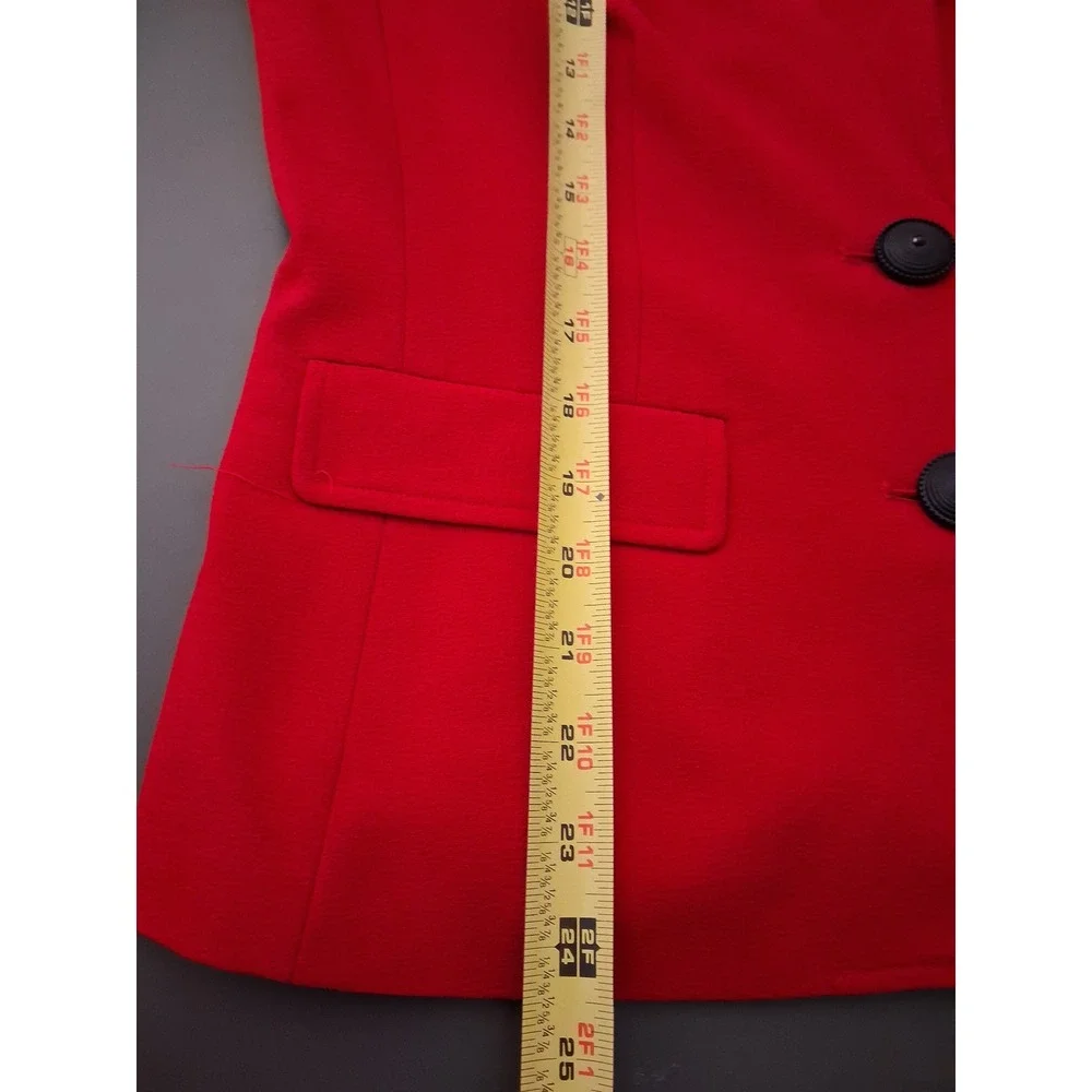 Nanette Nanette Lepore Womens Red 2 Piece Skirt Suit Blazer Set Size 8 Bow Cuff